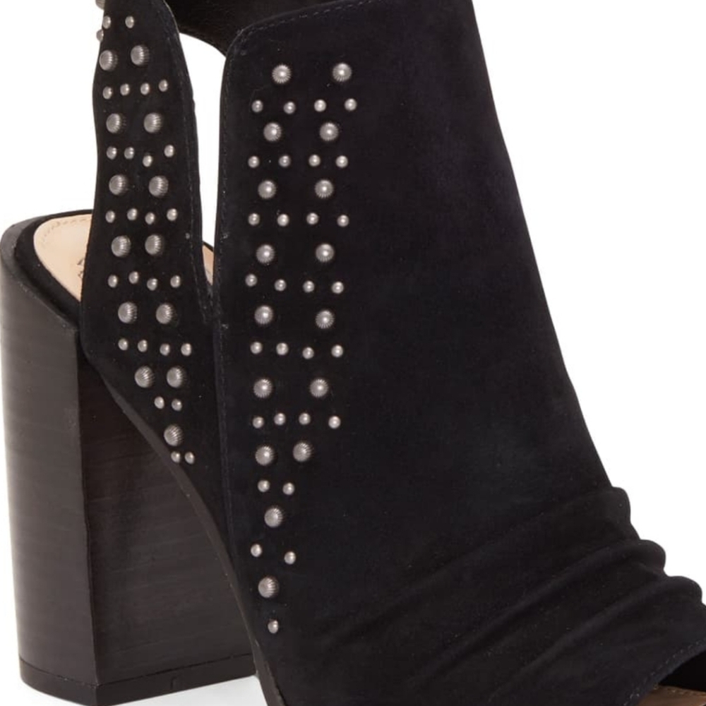 Vince Camuto Machine Black True Suede Designer Leather Suede Studded - Picture 2 of 7